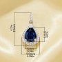 Pear Simulated Sapphire Pendant 6x8MM Pear,Solid 925 Sterling Silver Pendant Charm,Pave CZ Stone Pear Pendant 6130042