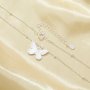 1PCS Minimalist Butterfly Pendant Necklace,Plain Solid 925 Sterling Silver Necklace,No Plating Simple Butterfly Necklace Chain 16''+2'' 6190087