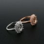 1Pcs 6x8MM Oval Double Halo Flower Pave CZ Stone Vinatge Style Rose Gold Plated Solid 925 Sterling Silver Adjustable Prong Ring Settings Blank for Gemstone 1224030