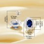 Luxury Oval Studs Earrings With 5x7MM Lab Created Sapphire,Solid 925 Sterling Silver Studs Earrings,September Birthstone Earrings 6310083