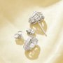 Dainty Heart Studs Earrings With 5MM Round White Cubic Zirconia,Solid 925 Sterling Silver Earring,Pave CZ Stone Earrings 6310093