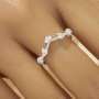 US Size 6.75 Curved CZ Stone Stackable Ring,Solid 925 Sterling Silver Ring,Tree Branch Leaf Stacker Ring,Stackable Ring,DIY Ring Supplies 6290607