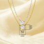 1PCS 4MM Round White Cubic Zirconia Charm Necklace,Solid 925 Sterling Silver Gold Plated Necklace,Minimalist CZ Stone Necklace Chain 16''+2'' 6110138