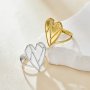 Keepsake Breastmilk Stainless Steel Heart Bezel Adjustable Ring Settings,Big Gold Plated 304L Ring,0.5MM Deep DIY Ring Supplies 1294768