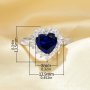 Luxury Heart Simulated Sapphire Ring With 8MM Heart Sapphire,Solid 925 Sterling Silver Ring,September Birthstone Ring,Dainty Pave CZ Stone Heart Ring 6270044