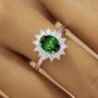 Vintage Oval Ring With 6x8MM Oval Green Cubic Zirconia,Solid 925 Sterling Silver Ring,Pave CZ Stone Oval Ring 6220292