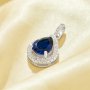 Pear Simulated Sapphire Pendant 6x8MM Pear,Solid 925 Sterling Silver Pendant Charm,Pave CZ Stone Pear Pendant 6130042