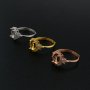 6x8MM Oval Prong Ring Settings Rose Gold Plated Solid 925 Sterling Silver Adjustable Ring Bezel for Gemstone 1224096