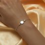 8MM Keepsake Breast Milk Resin Round Bezel Birthstone Bracelet Settings,Solid 925 Sterling Silver Rose Gold Plated Bracelet 7.08''+2.16'' 1900305