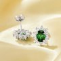 Luxury Oval Studs Earrings With 5x7MM Oval Green Cubic Zirconia,Solid 925 Sterling Silver Earring,Pave CZ Stone Earrings 6320039