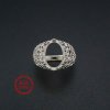 1Pcs Multiple Size Filigree Flower Oval Solid 925 Sterling Silver Adjustable Bezel Ring Settings for Cabochon Gemstone 1222034