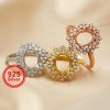 7x9MM Oval Prong Ring Settings Antiqued Style Solid 925 Sterling Silver Rose Gold Plated DIY Adjustable Ring Bezel for Gemstone 1224071