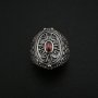 18x20MM Oval Keepsake Ring Antiqued Solid 925 Sterling Silver Prayer Box Photo Locket DIY Ring with Red CZ Stone Supplies 1223115