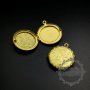 5pcs 27mm vintage style raw brass flower engraved round photo locket pendant charm DIY supplies 1111074-1