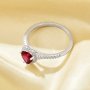 Dainty Halo Heart Simulated Ruby Ring With 6MM Heart Ruby,Solid 925 Sterling Silver Ring,July Birthstone Ring,Pave CZ Stone Ring 6270048