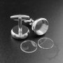 10Pcs 16MM Round Bezel 5MM Depth Silver Floating Cufflinks Tray With Glass 1500150-4