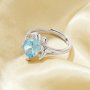 1PCS Sea Turtle Oval Simulated Aquamarine Sea Blue Cubic Zirconia Ring,Split Shank Solid 925 Sterling Silver Ring,Adjustable Ring 6220252