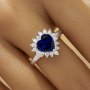 Luxury Heart Simulated Sapphire Ring With 8MM Heart Sapphire,Solid 925 Sterling Silver Ring,September Birthstone Ring,Dainty Pave CZ Stone Heart Ring 6270044