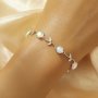 1PCS Flower Branch Color Change Simulated Opal Charm Bracelet,Solid 925 Sterling Silver Bracelet With Chain 5.9''+2'' 6410041