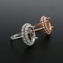 1Pcs 10x14MM Oval Double Halo Pave CZ Stone Vinatge Style Rose Gold Plated Solid 925 Sterling Silver Adjustable Prong Ring Settings Blank for Gemstone 1224029