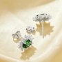 Luxury Oval Studs Earrings With 5x7MM Oval Green Cubic Zirconia,Solid 925 Sterling Silver Earring,Pave CZ Stone Earrings 6320039