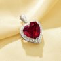 Heart Simulated Ruby Pendant With 8MM Heart Ruby,Solid 925 Sterling Silver Pendant Charm,july Birthstone Pendant,Pave CZ Stone Pendant 6170050