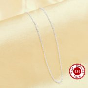 1Pcs No plated Original Silver Color Simple Cable Oval Chain Necklace with Extension Chain,Solid 925 Sterling Solid Silver DIY Necklace Chain Supplies 18''+2'' 1322064