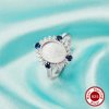 8x10MM Keepsake Breast Milk Resin Oval Bezel Ring Settings with Lab Sapphire and CZ Stone,Solid 925 Sterling Silver Ring,DIY Ring Supplies 1222115