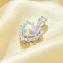 Heart Simulated Opal Pendant With 8MM Heart Color Change Simulated Opal,Solid 925 Sterling Silver Pendant Charm,October Birthstone Pendant 6170051