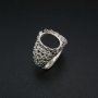 1Pcs Multiple Size Filigree Flower Oval Solid 925 Sterling Silver Adjustable Bezel Ring Settings for Cabochon Gemstone 1222034