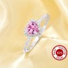 Dainty Halo Heart Ring With 6MM Heart Pink Cubic Zirconia,Solid 925 Sterling Silver Ring,Dainty Pave CZ Stone Heart Ring 6270047