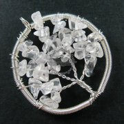 6pcs 50mm round handmade wiring tree in random white crystal stone pendant charm DIY supplies 1820241