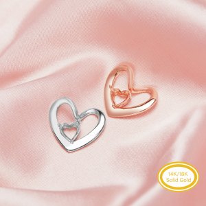 6MM Heart Prong Pendant Settings,Heart Solid 14K 18K Gold Pendant Charm,Simple Heart Pendant,DIY Pendant Supplies For Gemstone 1431290