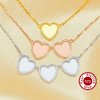 8MM Keepsake Breast Milk Heart Bezel Pendant Settings,Solid Back 925 Sterling Silver Rose Gold Plated Necklace With Necklace Chain 16''+2'' 1431261