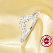 US Size 6.75 Curved CZ Stone Stackable Ring,Solid 925 Sterling Silver Ring,Eternity Curved Stacker Ring,Stackable Ring,DIY Ring Supplies 6290606