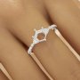 US Size 6.75 Halo Hexagon Prong Ring Settings,Solid 925 Sterling Silver Ring,Dainty Art Deco Ring,DIY Ring Supplies For Gemstone 1294892