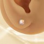 1Pair 4MM Round Studs Earring Simulated White Opal,Solid 925 Sterling Silver Studs Earring,October Birthstone Studs Earrings 6310071