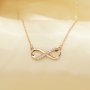 1PCS Infinite Loop Eternity White Cubic Zirconia Pendant Necklace,Solid 925 Sterling Silver Rose Gold Plated Necklace,Dainty Necklace Chain 16''+2'' 6190088