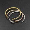 1Pcs 60MM Diameter 3MM Thick Twisted Stainless Steel Open Adjustable DIY Bangle Bracelet Cuff with 2 Loops Supplies 1900190