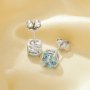 1Pair 6MM Round Studs Earring With Sky Blue Topaz Gemstone,Solid 925 Sterling Silver Earrings,November Birthstone Earring 6310073