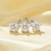 Dainty Screw Back Flower Studs Earrings With Round White Cubic Zirconia,Solid 925 Sterling Silver Earring,Pave CZ Stone Flower Earrings 6310098