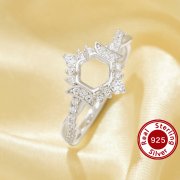 US Size 6.75 Dainty Hexagon Prong Ring Settings,Full Moon Solid 925 Sterling Silver Ring,Infinity Art Deco Ring,DIY Ring Supplies For Gemstone 1294893