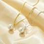 1PCS 7MM Round White Shell Pearl Beads Pendant Necklace,Solid 925 Sterling Silver Gold Plated Necklace,Minimalist Shell Pearl Necklace Chain 16''+2'' 6110140