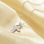 1PCS Cross White Cubic Zirconia Pendant Necklace,Solid 925 Sterling Silver Necklace,Dainty Pave CZ Stone Cross Necklace Chain 16''+2'' 6190086