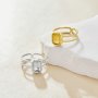 Keepsake Breastmilk Stainless Steel Rectangle Bezel Adjustable Ring Settings, Gold Plated 304L Ring,1.5MM Deep DIY Ring Supplies 1294776