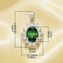 Luxury Oval Pendant With 6x8MM Oval Green Cubic Zirconia,Solid 925 Sterling Silver Pendant Charm,Vintage Styles CZ Stone Pendant 6120052