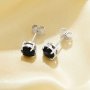 Minimalist Round Studs Earrings With 6MM Black Onyx,Solid 925 Sterling Silver Studs Earrings,Simple Earrings 6210286