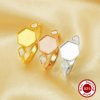 Keepsake Breast Milk Resin Hexagon Bezel Ring Settings,Solid 925 Sterling Silver Rose Gold Plated Ring,Art CZ Stone Deco Ring,DIY Ring Supplies 1294865