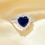 Luxury Heart Simulated Sapphire Ring With 8MM Heart Sapphire,Solid 925 Sterling Silver Ring,September Birthstone Ring,Dainty Pave CZ Stone Heart Ring 6270044