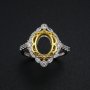 7x9MM Oval Prong Ring Settings Vintage Style Gold Plated Solid 925 Sterling Silver Adjustable Ring Bezel for Gemstone 1222048